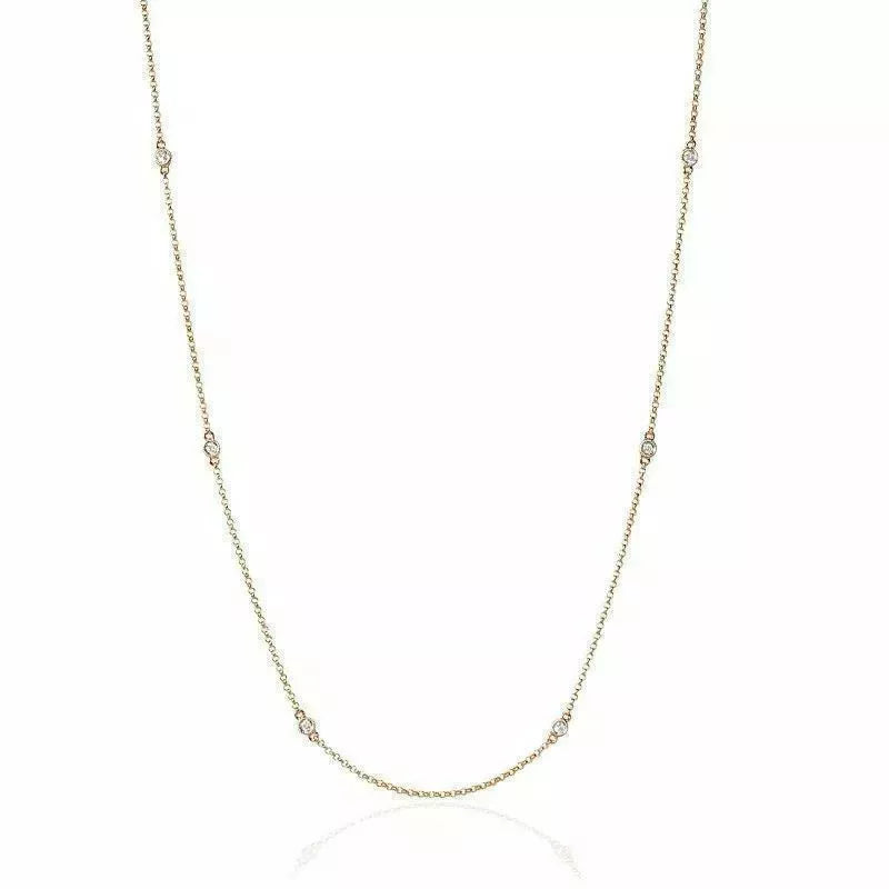 2.50 Carat Diamonds By The Yard Necklace 14K Yellow Gold Lab Grown Station 20''