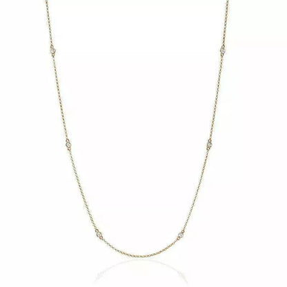 14K Yellow Gold Lab-Created Diamond Station Necklace