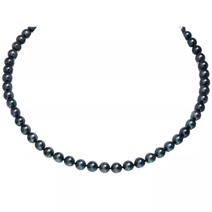 Akoya Pearl Necklace, 6–6.5 mm, Black-Green, 18 in.