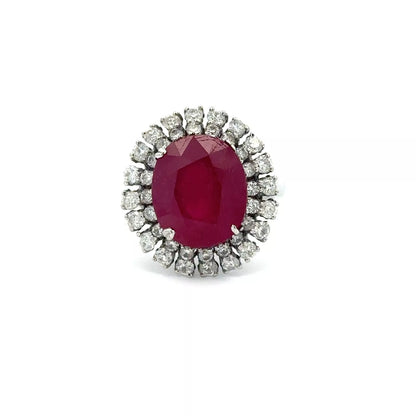 Radiant Ruby Diamond Ring with 1ct Diamonds (SI Clarity) and 5ct Natural Ruby