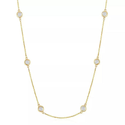 2.53 Carat Diamonds By The Yard Necklace 14K Yellow Gold Lab Grown Station 20''