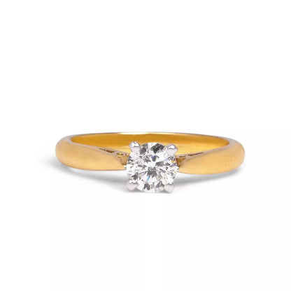 Solitaire Engagement Ring, 14K Yellow Gold, 0.25 ct Natural Round Diamond