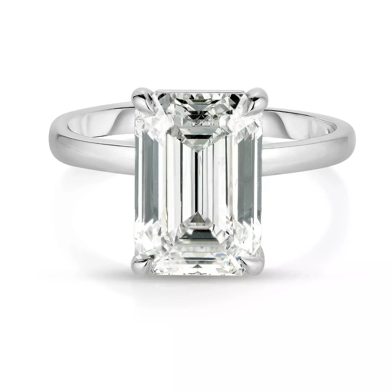 3.00 Emerald Cut Diamond Ring Lab Grown Diamond IGI Certified Set in Platinum