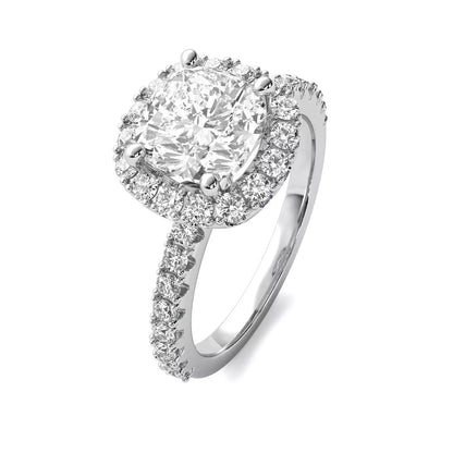 3.72 ct White Gold Lab-Grown Diamond Halo Ring