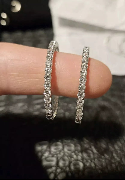 14K White Gold Lab-Grown Diamond Hoop Earrings