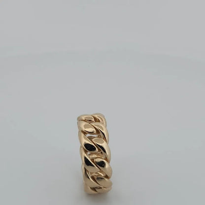 14K Yellow Gold Cuban Link Ring 9MM