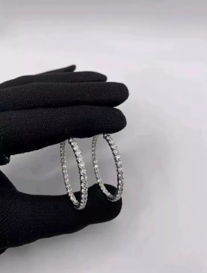 3.6Ctw Lab Grown Diamond Hoop Earrings 14K White Gold E-F/VS