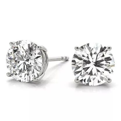 Diamond Stud Earrings E VS1 Round 3 Ct IGI Certified Lab created 14K White Gold