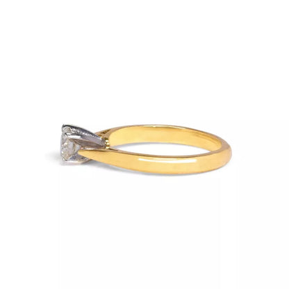 Solitaire Diamond Engagement Ring 1/4ct 14k Yellow Gold Round Brilliant Cut
