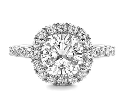 Halo 3.72 Carat VS1 CVD Lab Grown Cushion Cut Diamond Engagement Ring White Gold