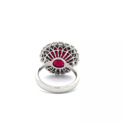 Radiant Ruby Diamond Ring with 1ct Diamonds (SI Clarity) and 5ct Natural Ruby