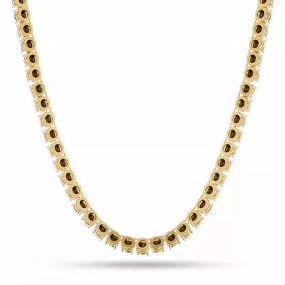14K Yellow Gold Black Diamond Eternity Tennis Necklace, 18 in