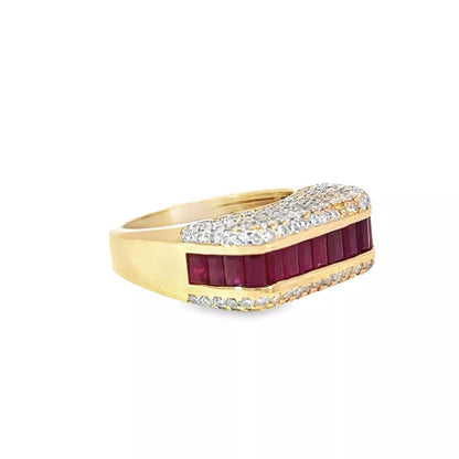 14K Yellow Gold Ruby and Diamond Ring