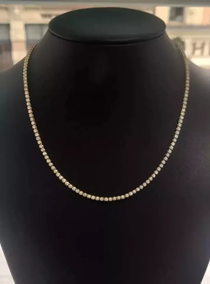 4.00 Ct D/VS Lab Grown Round Diamond Tennis Necklace In Yellow Gold - 14.73Grams